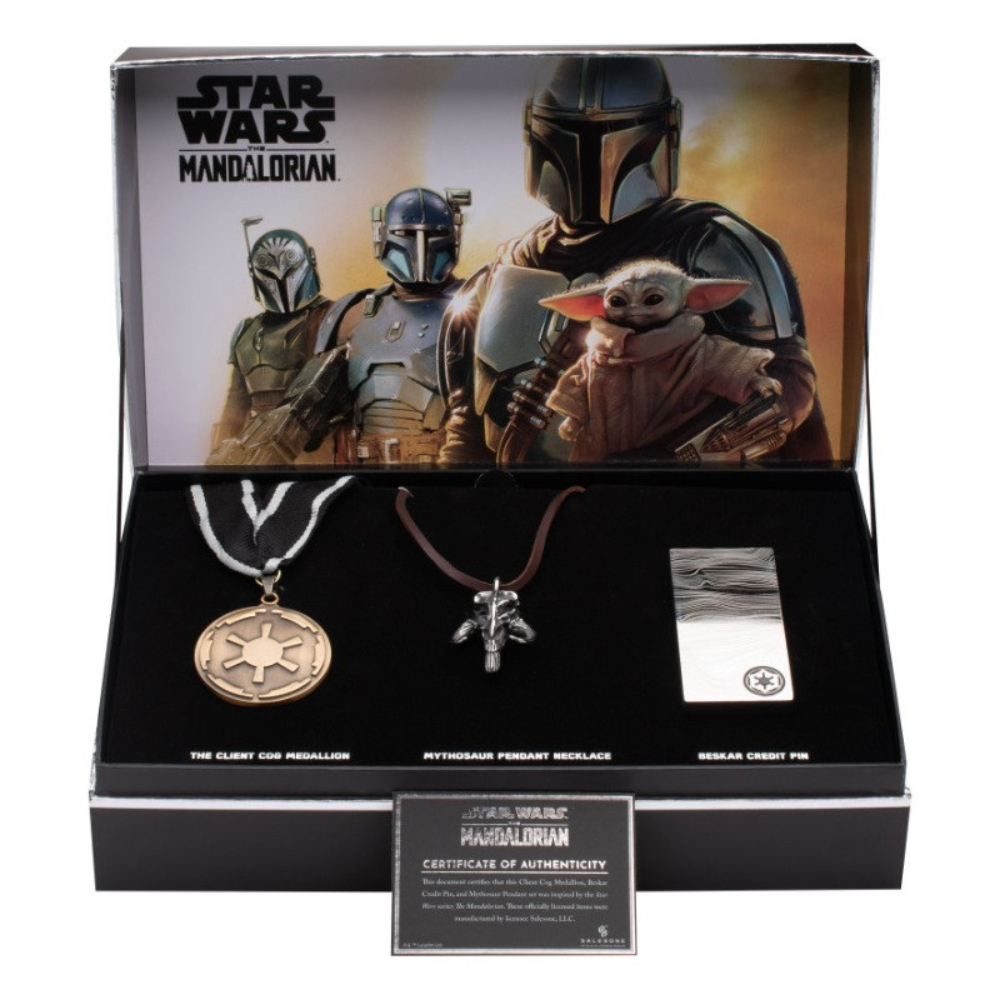 Replica Star Wars The Mandalorian Colgante Mythosaurio, Medalla Imperio Galactico Y Pin Beskar 85570